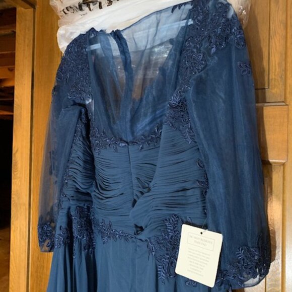 NWT Marsoni by Colors M237 Chiffon Mother of the Bride Dress Peacock Size 16 - Picture 8 of 9